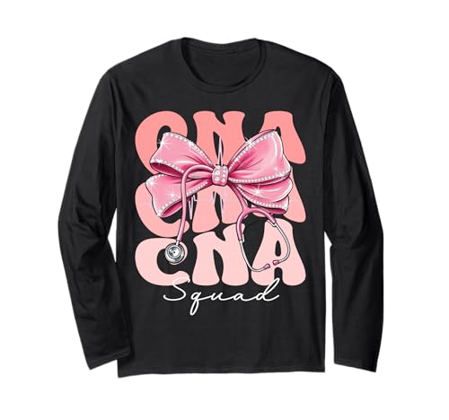 CNA Squad Week Day for Women Pink Coquette Bow Stethoskop Langarmshirt CNA Squad Week Day for Women Pink Coquette Bow Stethoskop Langarmshirt von Cute and Funny Groovy Coquette CNA Squad