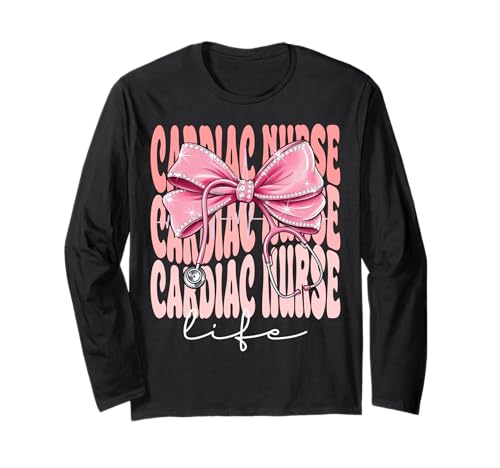 Cardiac Nurse Life Week Day für Damen, Kokettenschleife, Rosa Langarmshirt Cardiac Nurse Life Week Day für Damen, Kokettenschleife, Rosa Langarmshirt von Cute and Funny Groovy Coquette Cardiac Nurse Life