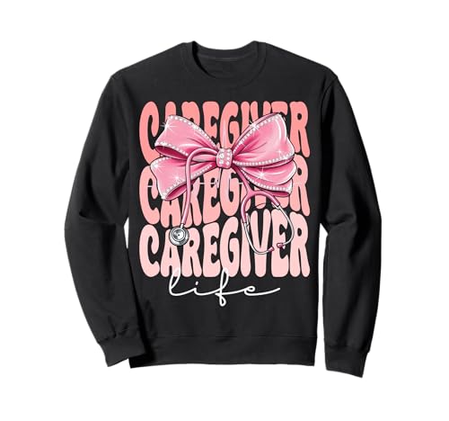 Caregiver Life Week Day für Damen, rosa Kokettenschleife Sweatshirt Caregiver Life Week Day für Damen, rosa Kokettenschleife Sweatshirt von Cute and Funny Groovy Coquette Caregiver Life