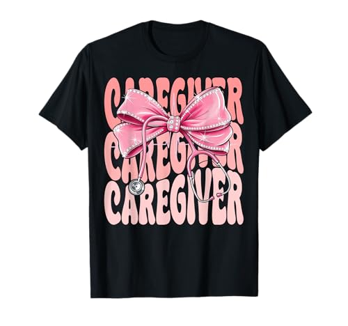 Caregiver Week Day for Women Pink Coquette Bow Stethoskop T-Shirt Caregiver Week Day for Women Pink Coquette Bow Stethoskop T-Shirt von Cute and Funny Groovy Coquette Caregiver