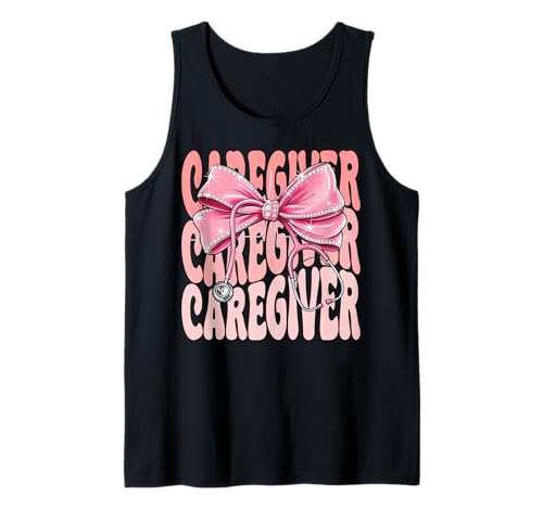 Caregiver Week Day for Women Pink Coquette Bow Stethoskop Tank Top Caregiver Week Day for Women Pink Coquette Bow Stethoskop Tank Top von Cute and Funny Groovy Coquette Caregiver