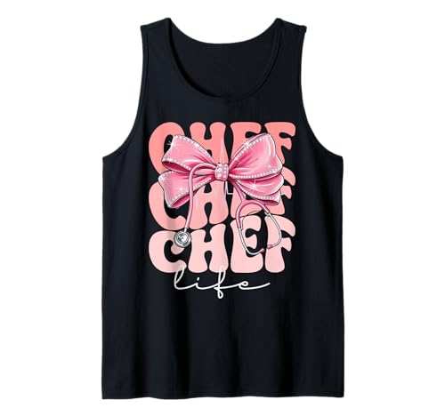 Chef Life Week Day for Women Pink Coquette Bow Stethoskop Tank Top Chef Life Week Day for Women Pink Coquette Bow Stethoskop Tank Top von Cute and Funny Groovy Coquette Chef Life