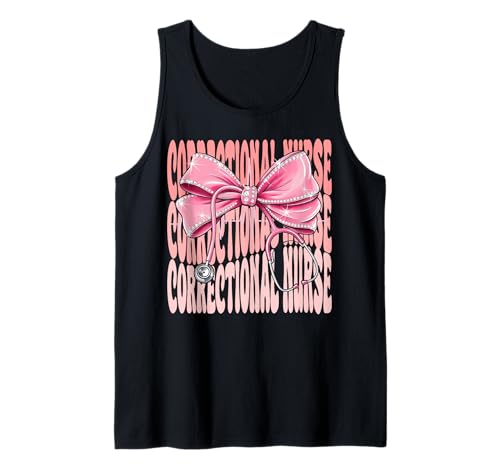 Korrekturkrankenschwester Woche Tag für Frauen Rosa Kokette Schleife Tank Top Korrekturkrankenschwester Woche Tag für Frauen Rosa Kokette Schleife Tank Top von Cute and Funny Groovy Coquette Correctional Nurse
