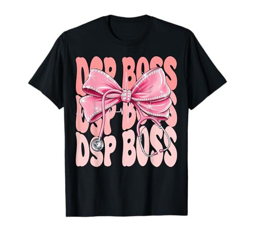 DSP Boss Week Day for Women Pink Coquette Bow Stethoskop T-Shirt DSP Boss Week Day for Women Pink Coquette Bow Stethoskop T-Shirt von Cute and Funny Groovy Coquette DSP Boss