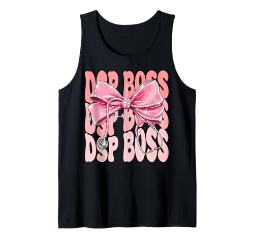 DSP Boss Week Day for Women Pink Coquette Bow Stethoskop Tank Top DSP Boss Week Day for Women Pink Coquette Bow Stethoskop Tank Top von Cute and Funny Groovy Coquette DSP Boss