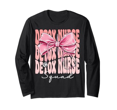 Detox Nurse Squad Week Day für Damen, Kokettenschleife, Rosa Langarmshirt Detox Nurse Squad Week Day für Damen, Kokettenschleife, Rosa Langarmshirt von Cute and Funny Groovy Coquette Detox Nurse Squad
