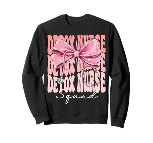 Detox Nurse Squad Week Day für Damen, Kokettenschleife, Rosa Sweatshirt Detox Nurse Squad Week Day für Damen, Kokettenschleife, Rosa Sweatshirt von Cute and Funny Groovy Coquette Detox Nurse Squad