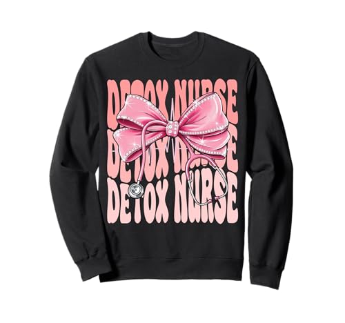 Detox Krankenschwester Woche Tag für Frauen Kokette Schleife Stethoskop Sweatshirt von Cute and Funny Groovy Coquette Detox Nurse