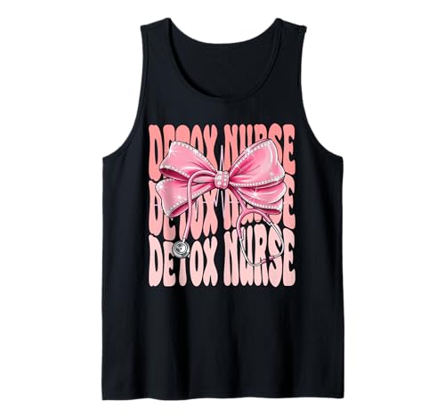Detox Krankenschwester Woche Tag für Frauen Kokette Schleife Stethoskop Tank Top von Cute and Funny Groovy Coquette Detox Nurse