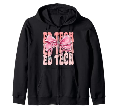 Ed Tech Week Day for Women Pink Coquette Bow Stethoskop Kapuzenjacke Ed Tech Week Day for Women Pink Coquette Bow Stethoskop Kapuzenjacke von Cute and Funny Groovy Coquette Ed Tech