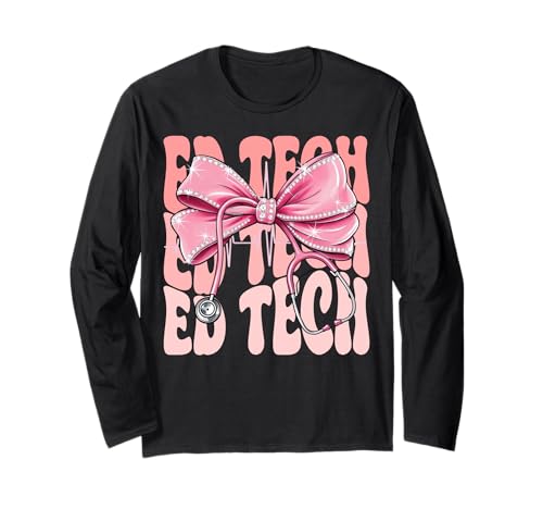 Ed Tech Week Day for Women Pink Coquette Bow Stethoskop Langarmshirt Ed Tech Week Day for Women Pink Coquette Bow Stethoskop Langarmshirt von Cute and Funny Groovy Coquette Ed Tech
