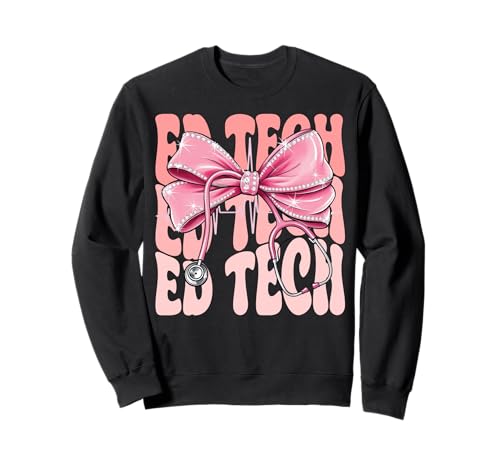Ed Tech Week Day for Women Pink Coquette Bow Stethoskop Sweatshirt Ed Tech Week Day for Women Pink Coquette Bow Stethoskop Sweatshirt von Cute and Funny Groovy Coquette Ed Tech