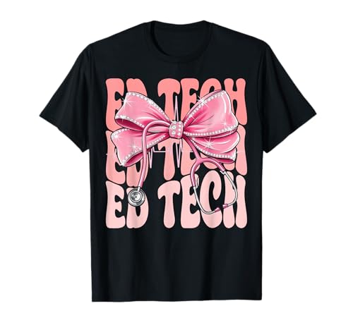 Ed Tech Week Day for Women Pink Coquette Bow Stethoskop T-Shirt Ed Tech Week Day for Women Pink Coquette Bow Stethoskop T-Shirt von Cute and Funny Groovy Coquette Ed Tech