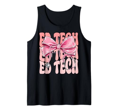 Ed Tech Week Day for Women Pink Coquette Bow Stethoskop Tank Top Ed Tech Week Day for Women Pink Coquette Bow Stethoskop Tank Top von Cute and Funny Groovy Coquette Ed Tech