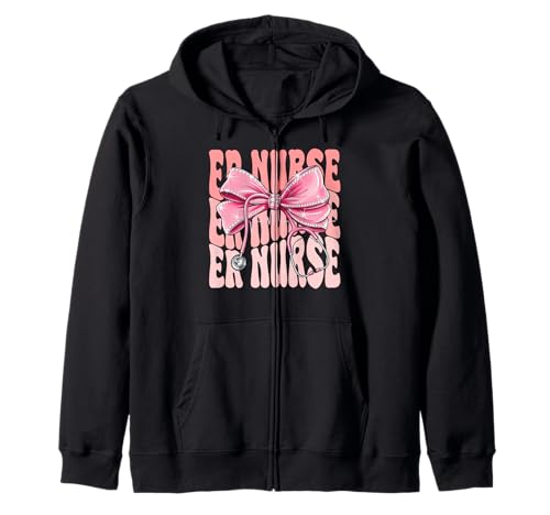 Er Nurse Week Day for Women Pink Coquette Bow Stethoskop Kapuzenjacke Er Nurse Week Day for Women Pink Coquette Bow Stethoskop Kapuzenjacke von Cute and Funny Groovy Coquette Er Nurse