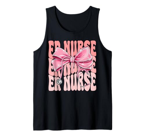 Er Nurse Week Day for Women Pink Coquette Bow Stethoskop Tank Top Er Nurse Week Day for Women Pink Coquette Bow Stethoskop Tank Top von Cute and Funny Groovy Coquette Er Nurse