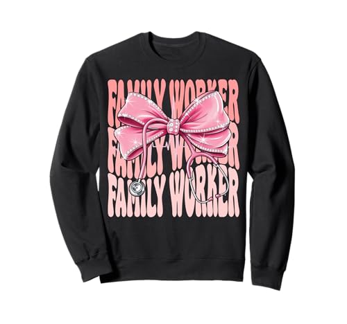 Family Worker Week Day for Women Coquette Bow Stethoskop Sweatshirt Family Worker Week Day for Women Coquette Bow Stethoskop Sweatshirt von Cute and Funny Groovy Coquette Family Worker