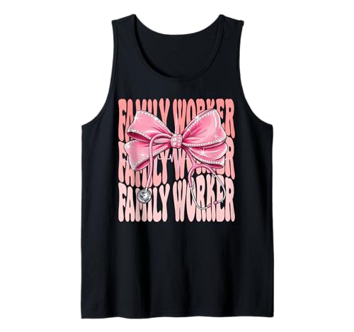 Family Worker Week Day for Women Coquette Bow Stethoskop Tank Top Family Worker Week Day for Women Coquette Bow Stethoskop Tank Top von Cute and Funny Groovy Coquette Family Worker