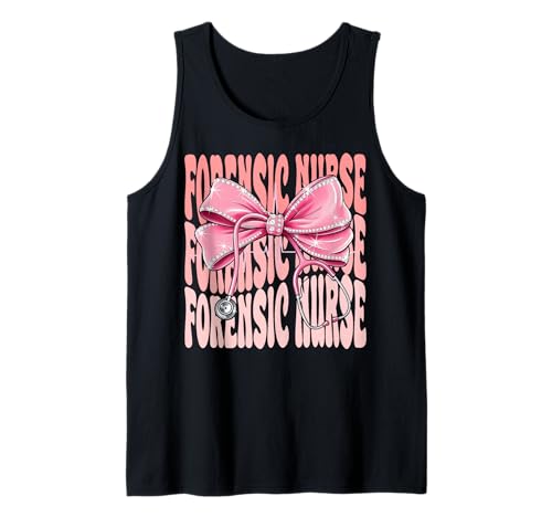 Forensic Nurse Week Day for Women Coquette Bow Stethoskop Tank Top Forensic Nurse Week Day for Women Coquette Bow Stethoskop Tank Top von Cute and Funny Groovy Coquette Forensic Nurse