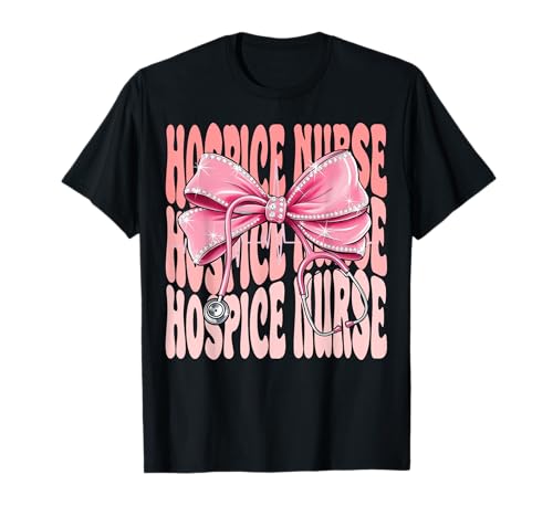 Hospice Krankenschwester Woche Tag für Frauen Rosa Kokette Schleife T-Shirt Hospice Krankenschwester Woche Tag für Frauen Rosa Kokette Schleife T-Shirt von Cute and Funny Groovy Coquette Hospice Nurse
