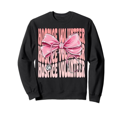 Hospiz Volunteer Week Day für Frauen Rosa Kokette Bow Sweatshirt Hospiz Volunteer Week Day für Frauen Rosa Kokette Bow Sweatshirt von Cute and Funny Groovy Coquette Hospice Volunteer