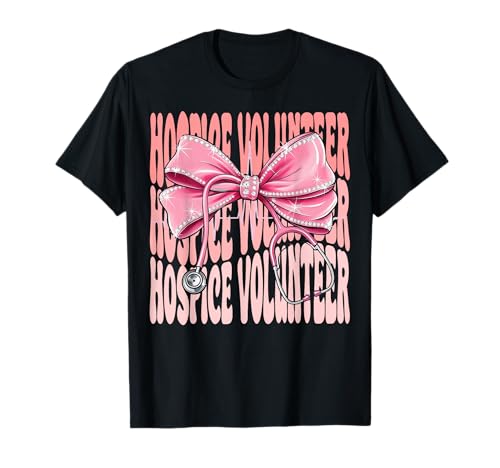 Hospiz Volunteer Week Day für Frauen Rosa Kokette Bow T-Shirt Hospiz Volunteer Week Day für Frauen Rosa Kokette Bow T-Shirt von Cute and Funny Groovy Coquette Hospice Volunteer