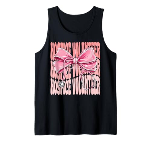 Hospiz Volunteer Week Day für Frauen Rosa Kokette Bow Tank Top Hospiz Volunteer Week Day für Frauen Rosa Kokette Bow Tank Top von Cute and Funny Groovy Coquette Hospice Volunteer