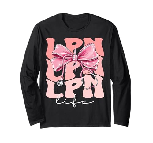 LPN Life Week Day for Women Pink Coquette Bow Stethoskop Langarmshirt LPN Life Week Day for Women Pink Coquette Bow Stethoskop Langarmshirt von Cute and Funny Groovy Coquette LPN Life