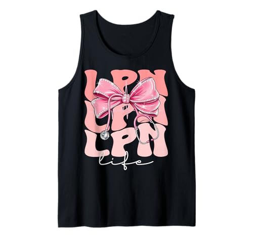 LPN Life Week Day for Women Pink Coquette Bow Stethoskop Tank Top LPN Life Week Day for Women Pink Coquette Bow Stethoskop Tank Top von Cute and Funny Groovy Coquette LPN Life
