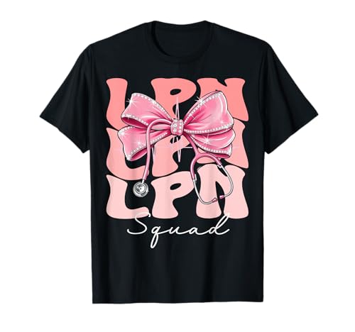 LPN Squad Week Day for Women Pink Coquette Bow Stethoskop T-Shirt LPN Squad Week Day for Women Pink Coquette Bow Stethoskop T-Shirt von Cute and Funny Groovy Coquette LPN Squad