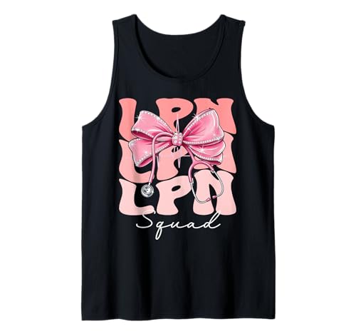 LPN Squad Week Day for Women Pink Coquette Bow Stethoskop Tank Top LPN Squad Week Day for Women Pink Coquette Bow Stethoskop Tank Top von Cute and Funny Groovy Coquette LPN Squad