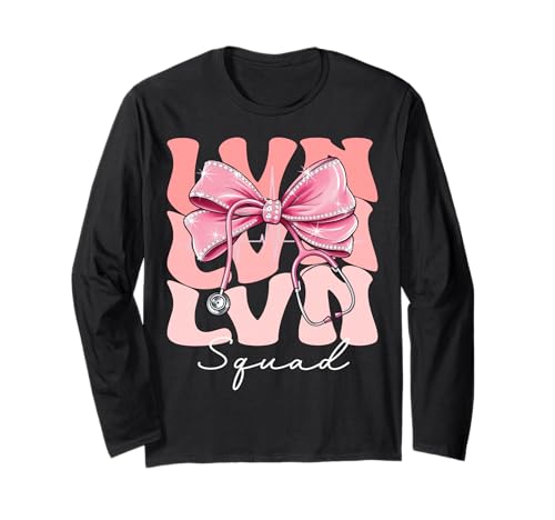 LVN Squad Week Day for Women Pink Coquette Bow Stethoskop Langarmshirt LVN Squad Week Day for Women Pink Coquette Bow Stethoskop Langarmshirt von Cute and Funny Groovy Coquette LVN Squad
