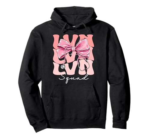 LVN Squad Week Day for Women Pink Coquette Bow Stethoskop Pullover Hoodie LVN Squad Week Day for Women Pink Coquette Bow Stethoskop Pullover Hoodie von Cute and Funny Groovy Coquette LVN Squad