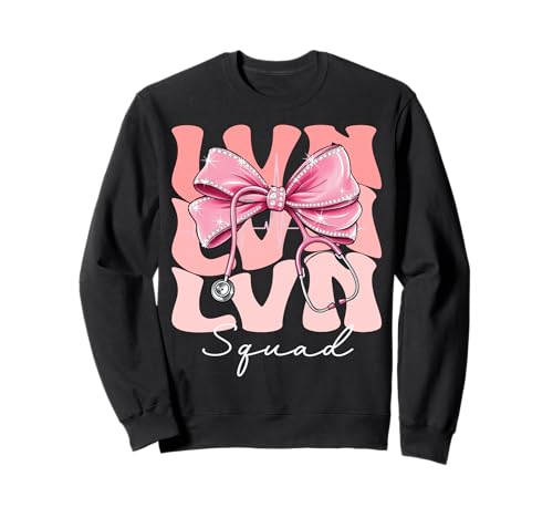 LVN Squad Week Day for Women Pink Coquette Bow Stethoskop Sweatshirt LVN Squad Week Day for Women Pink Coquette Bow Stethoskop Sweatshirt von Cute and Funny Groovy Coquette LVN Squad