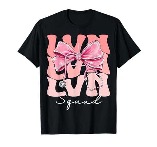 LVN Squad Week Day for Women Pink Coquette Bow Stethoskop T-Shirt LVN Squad Week Day for Women Pink Coquette Bow Stethoskop T-Shirt von Cute and Funny Groovy Coquette LVN Squad