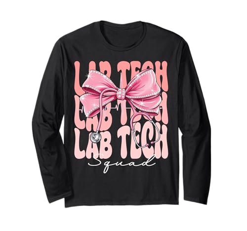 Lab Tech Squad Week Day for Women Coquette Bow Stethoskop Langarmshirt von Cute and Funny Groovy Coquette Lab Tech Squad