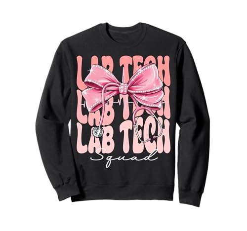 Lab Tech Squad Week Day for Women Coquette Bow Stethoskop Sweatshirt von Cute and Funny Groovy Coquette Lab Tech Squad