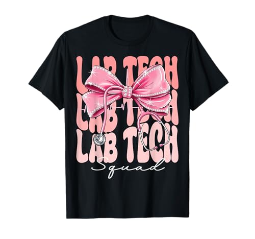 Lab Tech Squad Week Day for Women Coquette Bow Stethoskop T-Shirt Lab Tech Squad Week Day for Women Coquette Bow Stethoskop T-Shirt von Cute and Funny Groovy Coquette Lab Tech Squad