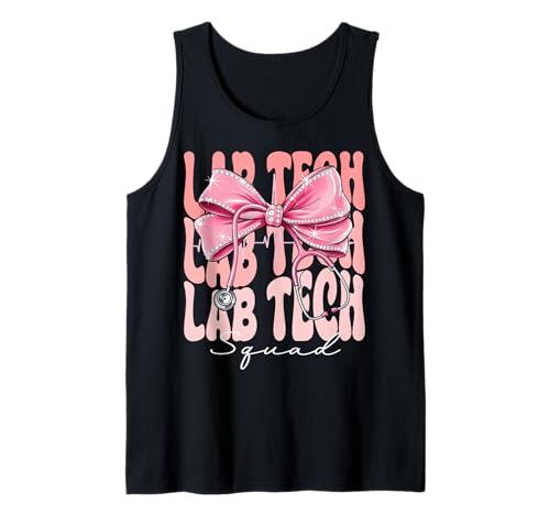 Lab Tech Squad Week Day for Women Coquette Bow Stethoskop Tank Top von Cute and Funny Groovy Coquette Lab Tech Squad