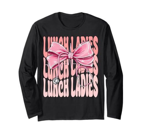 Lunch Ladies Week Day for Women Coquette Bow Stethoskop Langarmshirt von Cute and Funny Groovy Coquette Lunch Ladies