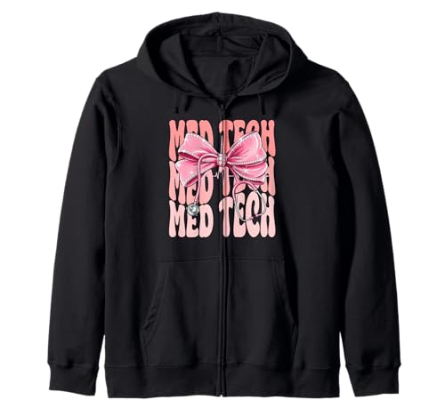 Med Tech Week Day for Women Pink Coquette Bow Stethoskop Kapuzenjacke von Cute and Funny Groovy Coquette Med Tech
