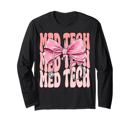 Med Tech Week Day for Women Pink Coquette Bow Stethoskop Langarmshirt Med Tech Week Day for Women Pink Coquette Bow Stethoskop Langarmshirt von Cute and Funny Groovy Coquette Med Tech