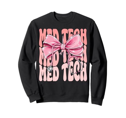 Med Tech Week Day for Women Pink Coquette Bow Stethoskop Sweatshirt von Cute and Funny Groovy Coquette Med Tech