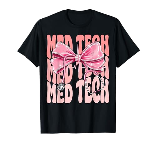 Med Tech Week Day for Women Pink Coquette Bow Stethoskop T-Shirt Med Tech Week Day for Women Pink Coquette Bow Stethoskop T-Shirt von Cute and Funny Groovy Coquette Med Tech