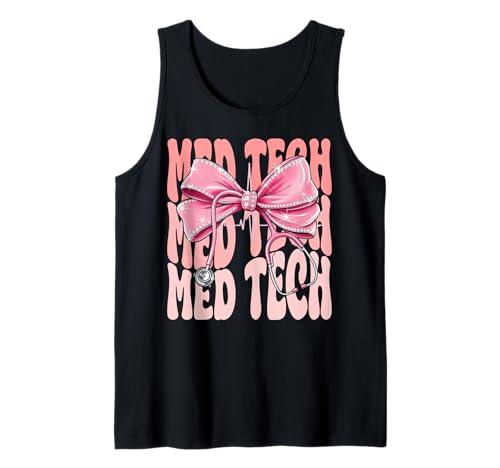 Med Tech Week Day for Women Pink Coquette Bow Stethoskop Tank Top Med Tech Week Day for Women Pink Coquette Bow Stethoskop Tank Top von Cute and Funny Groovy Coquette Med Tech
