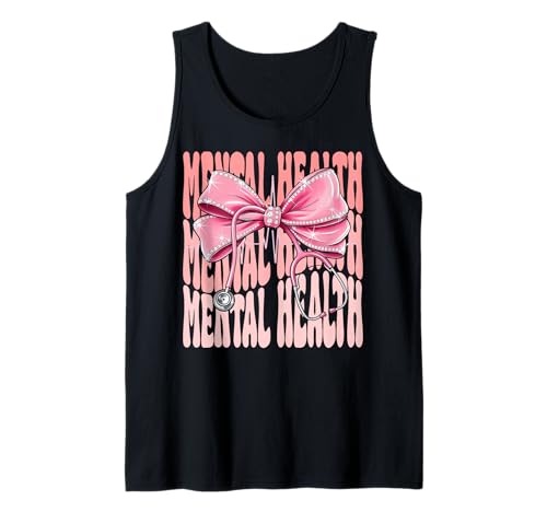 Psychische Gesundheit Woche Tag für Frauen Kokette Bogen Stethoskop Tank Top Psychische Gesundheit Woche Tag für Frauen Kokette Bogen Stethoskop Tank Top von Cute and Funny Groovy Coquette Mental Health