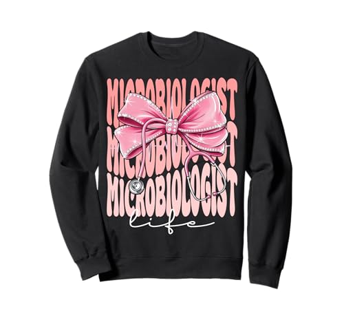 Microbiist Life Week Day for Women Pink Coquette Bow Sweatshirt von Cute and Funny Groovy Coquette Microbiologist Life