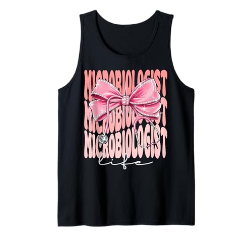Microbiist Life Week Day for Women Pink Coquette Bow Tank Top von Cute and Funny Groovy Coquette Microbiologist Life