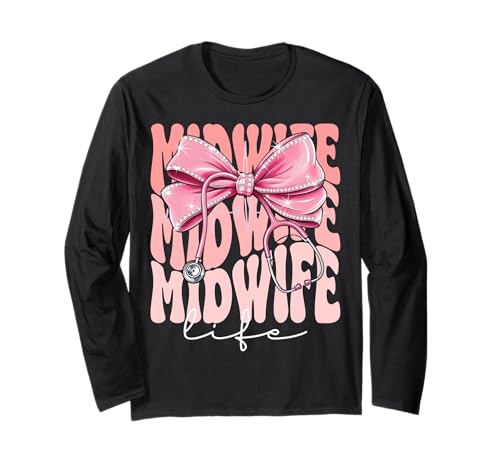Hebammen Life Week Day for Women Coquette Bow Stethoskop Langarmshirt Hebammen Life Week Day for Women Coquette Bow Stethoskop Langarmshirt von Cute and Funny Groovy Coquette Midwife Life