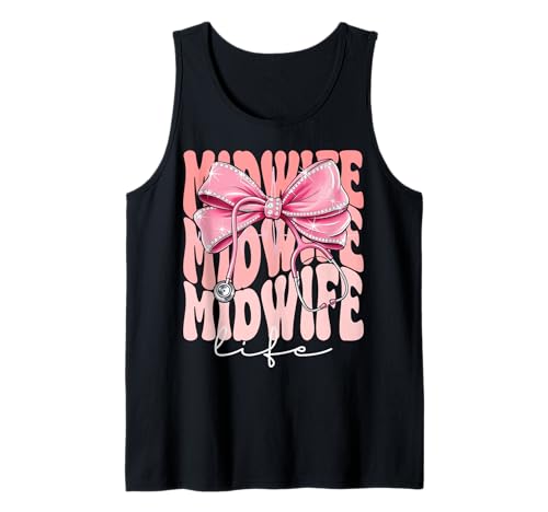 Hebammen Life Week Day for Women Coquette Bow Stethoskop Tank Top Hebammen Life Week Day for Women Coquette Bow Stethoskop Tank Top von Cute and Funny Groovy Coquette Midwife Life